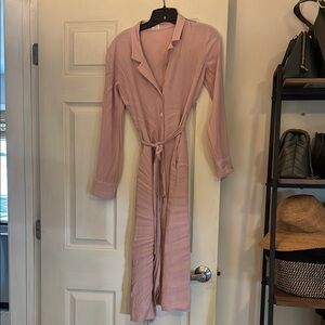 Wilfred Pink Long Sleeve Wrap Dress aritzia brand